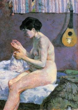 Paul Gauguin : Study of a Nude, Suzanne Sewing